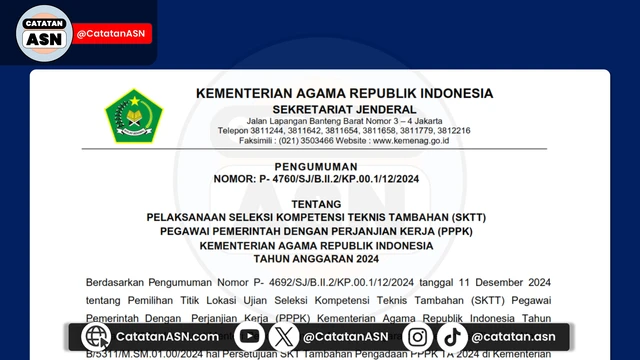 Download Pengumuman SKTT Kemenag