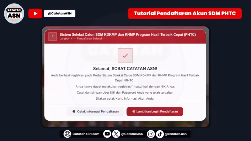 Langkah 4 Pendaftaran Akun KDKMP Berhasil