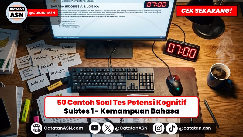 BIKIN OTAK NGEBUT! 50 Contoh Soal Tes Potensi Kognitif – Subtes 1 Kemampuan Bahasa (Verbal) KDKMP 2026 + Trik Jawab 7 Menit!